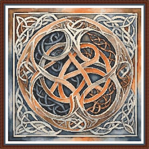 Viking Knot - PDF digital cross stitch pattern DMC key 52 colours 17&quot;x17&quot; on 14ct Whole cross only Pattern Keeper or print - Scandinavian