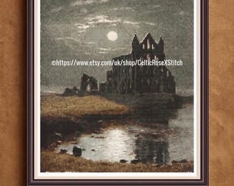 Patrón de punto de cruz de la Abadía de Whitby: Iglesia gótica de Drácula y vampiros (descarga en PDF)