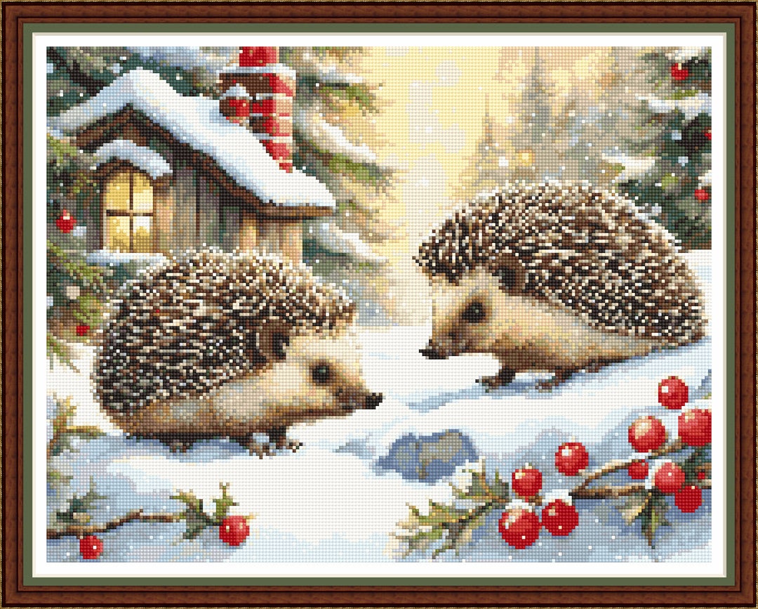 Hedgehogs in the Snow PDF Cross Stitch Pattern DMC Key 48 Colours 14 1/211 1/4 on 14ct Whole Cross Pattern Keeper/print Christmas - Etsy