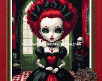 Gothic Puppenhaus Kreuzstichmuster - Fantasy Halloween Spielzeug Puppenhaus Stickmuster (PDF)