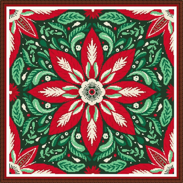 Scandinavian Christmas - PDF digital cross stitch pattern DMC Key 7 colours req 18" x 18" on 14ct aida Pattern Keeper or print at home