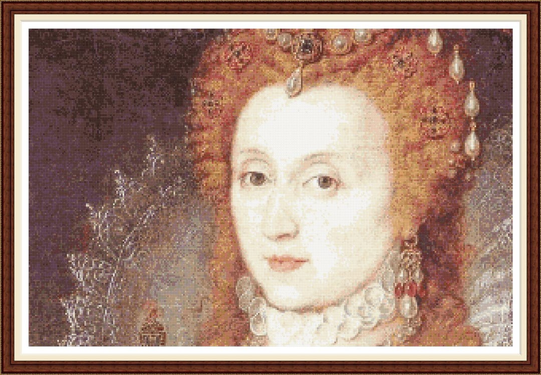 Queen Elizabeth - PDF Digital Cross Stitch Pattern 56x37cms on 14ct DMC ...