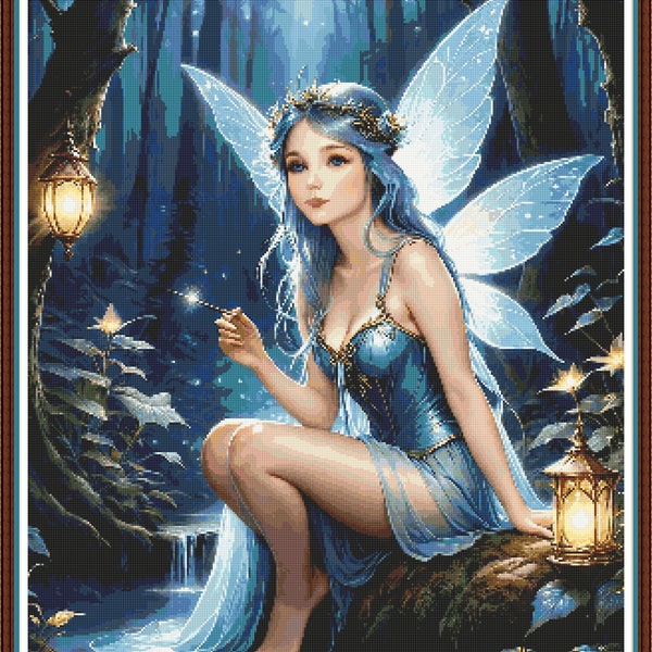 Starlight Fairy - PDF digital cross stitch pattern DMC Key 86 colours 21 1/2"27 3/4" on 14ct Whole cross only Pattern Keeper or print