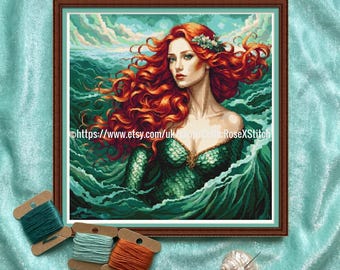 Sirene zeemeermin kruissteekpatroon – Fantasy Underwater Mythology (pdf-download) Compatibel met Pattern Keeper-app