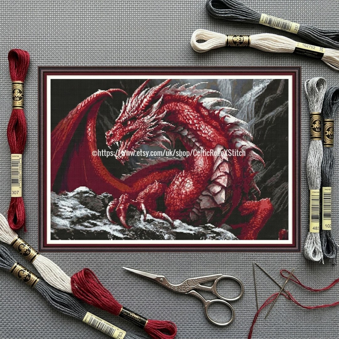 Red Dragon Cross Stitch Pattern – Fantasy Art (PDF Printable) - Etsy