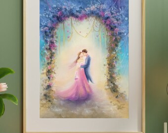 Couple in Love, Valentine's Day Painting,  Gift for Wife or Husband,  original soft pastel painting, 11'7" x 16,5", A3