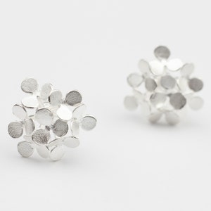 Earrings Silver Flower Fancy Earrings Flower Extraordinary Statement Earrings Modern Handmade Jewelry image 1