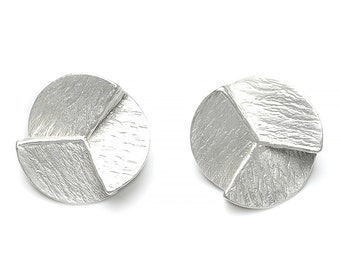 Eisrose Scheibe drei Elemente Schmuck innovative Ohrringe Ohrstecker Silber handgefertigter Silberschmuck