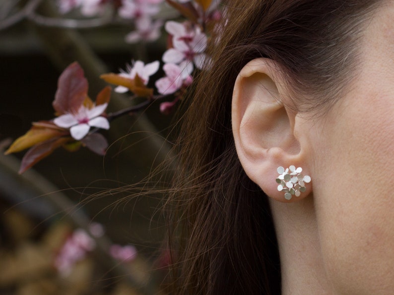 Earrings Silver Flower Fancy Earrings Flower Extraordinary Statement Earrings Modern Handmade Jewelry image 4