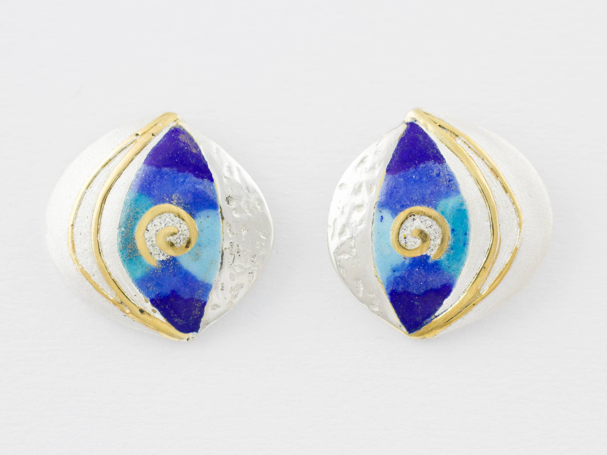 Silver Earrings Eye Designer Jewelry Exclusive Crafts Enamel Etsy