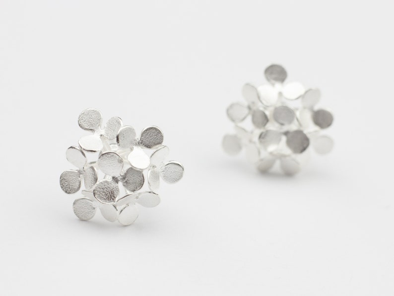 Earrings Silver Flower Fancy Earrings Flower Extraordinary Statement Earrings Modern Handmade Jewelry image 1