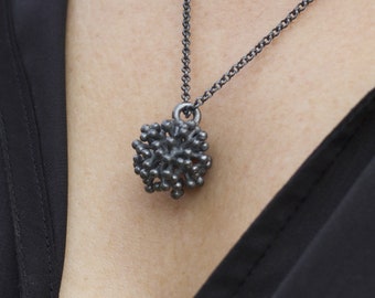Necklace with pendant blackened Silver geometric Designer Pendant