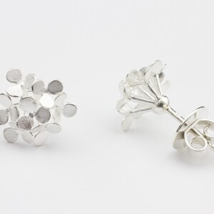 Earrings Silver Flower Fancy Earrings Flower Extraordinary Statement Earrings Modern Handmade Jewelry image 3