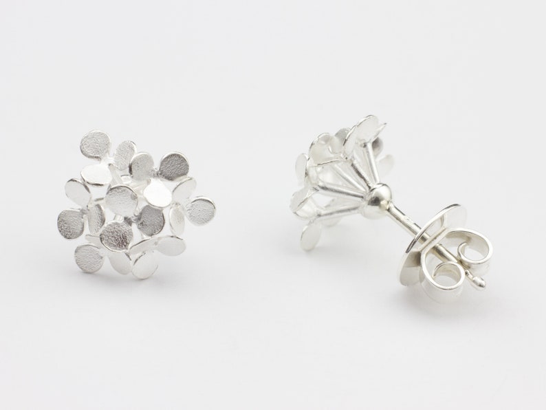 Earrings Silver Flower Fancy Earrings Flower Extraordinary Statement Earrings Modern Handmade Jewelry image 3