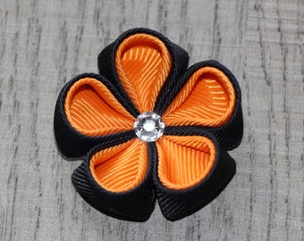 Orange and Black Mens Lapel Flower