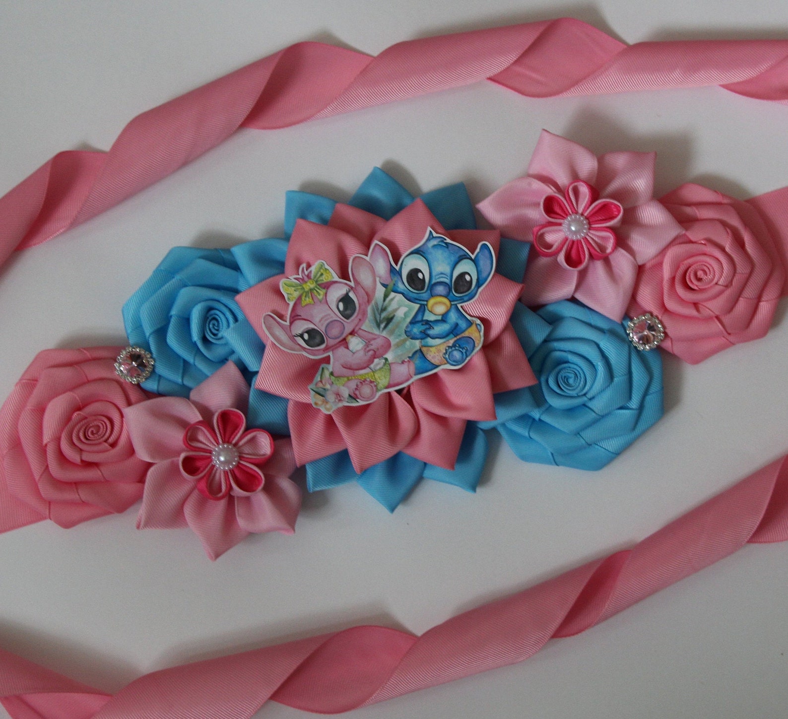 Stitch or Angel Baby Shower Belt Lilo and Stitch Flower Sash Etsy