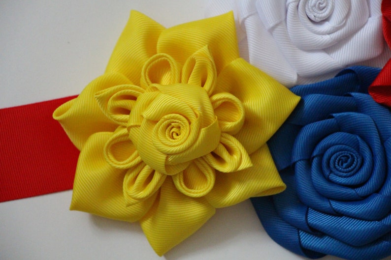 Wonder Woman Baby Shower Sash Superhero Maternity Belt Blue Red Yellow Flower Sash Superhero Belt Baby Shower WonderWoman Flower Belt