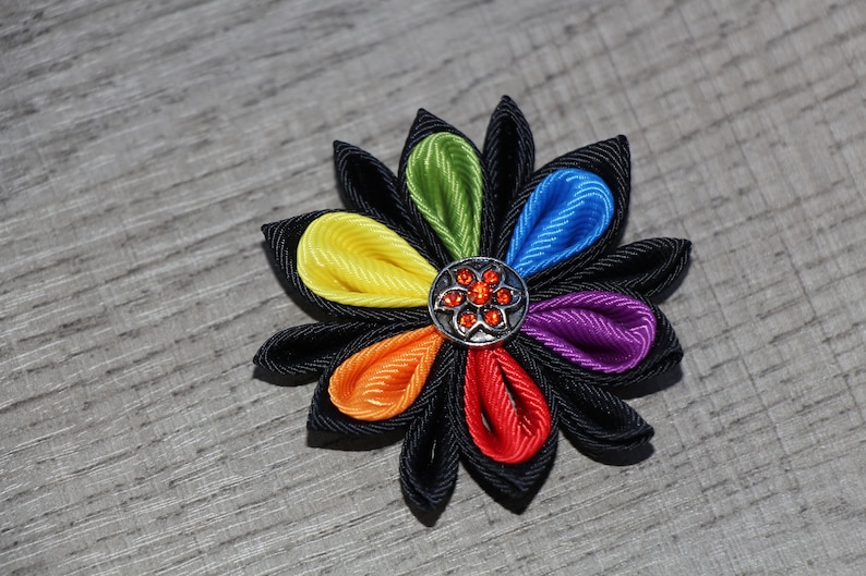 LGBT Flower Pin Kanzashi Flower Pin Rainbow Buttonhole Gift Gay Lapel Pin Suit Groom boutonniere Rainbow Lapel Pin Men/'s Lapel Brooch