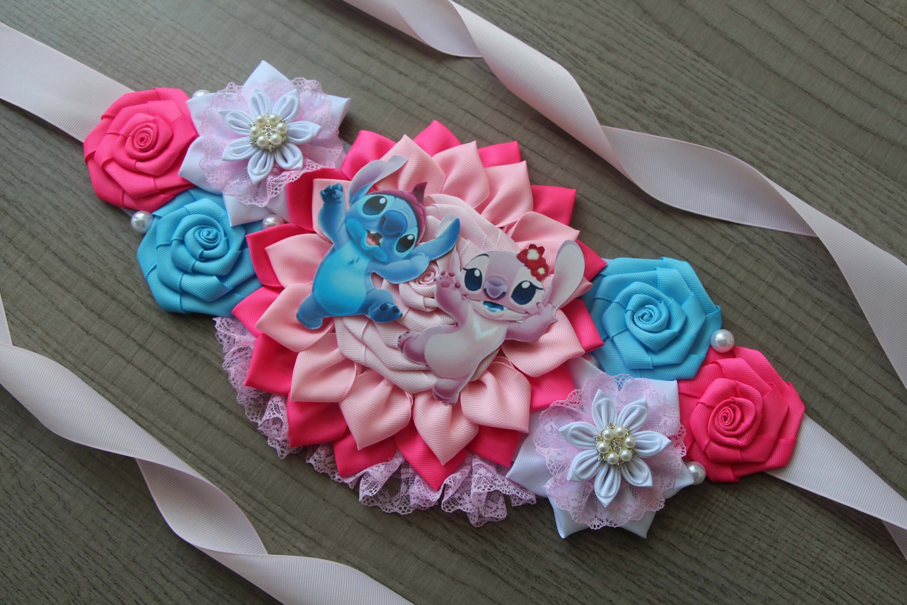 Stitch or Angel Baby Shower Belt Lilo and Stitch Flower corsae Etsy