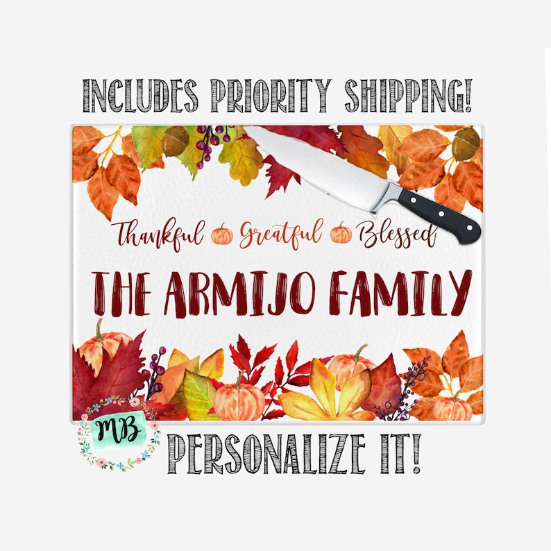 Personalized Glass Cutting Boards Thanksgiving Beautiful Monogrammed Name Custom Made Cutting Board