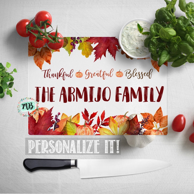 Personalized Glass Cutting Boards Thanksgiving Beautiful Monogrammed Name Custom Made Cutting Board