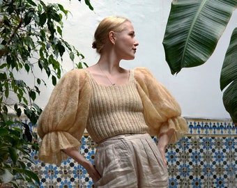 Giselle Blouse Knitting Pattern, Digital PDF