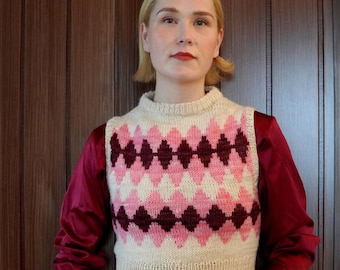 Harlequin Vest Knittingpattern, Digital PDF