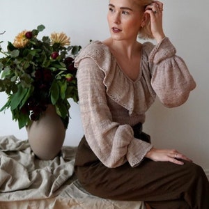 Poet Ruffle Blouse Digital Knittingpattern PDF