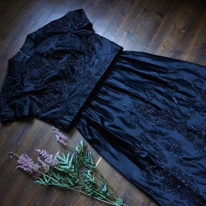 Intricately Beaded Black 1960s Silk Gown from &quot;Molstad&quot;