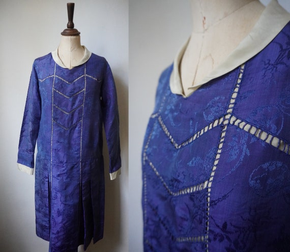 1920s Kobolt Blue Dress in Chinese Silk
