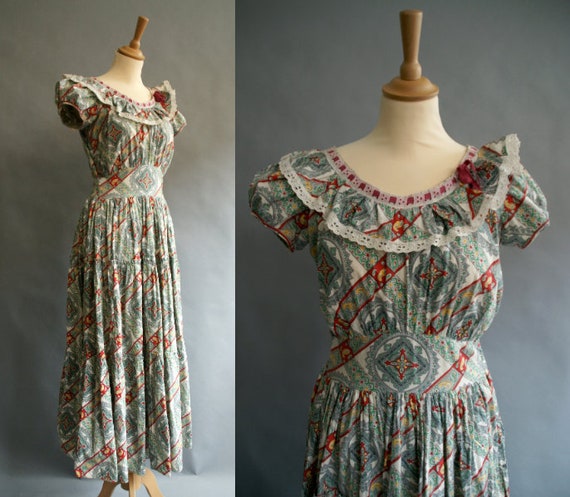 1940s Paisley Prarie Dress
