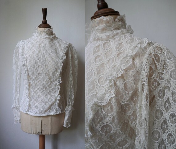 1970s does Edwardian Lace Ruffle Blouse