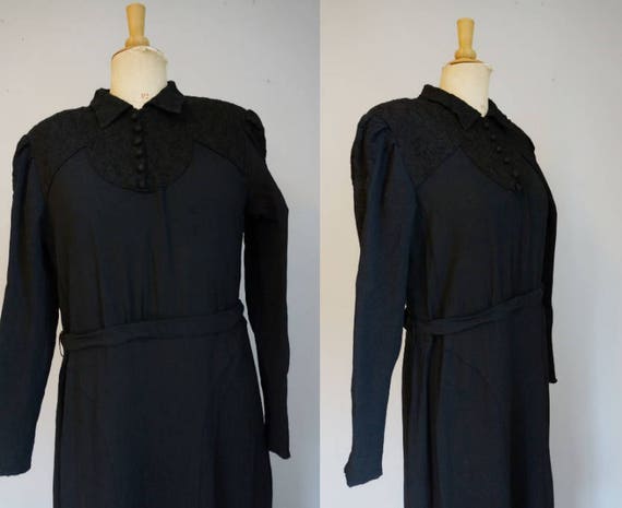 1930s Black Dress with Lace