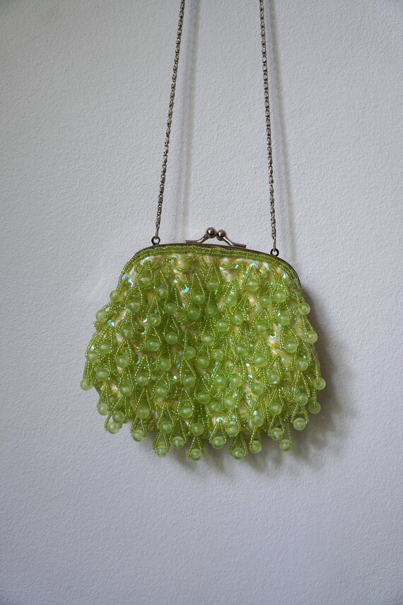 Vintage Beaded Apple Green Handbag