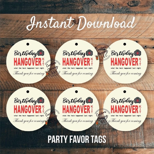 Printable Hangover Birthday Favor Tags