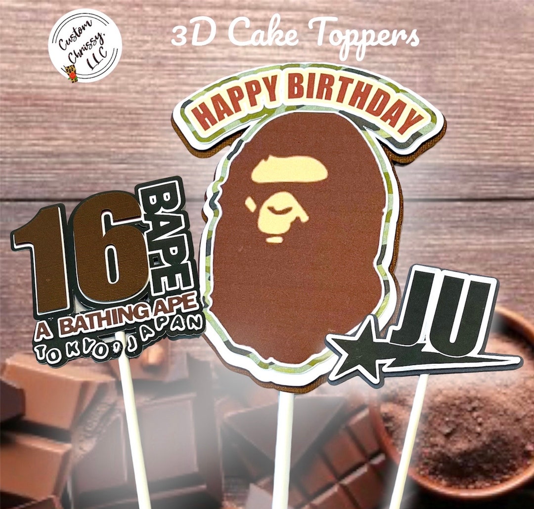 Custom Bape Birthday Cake Topper Set of 3 - Etsy