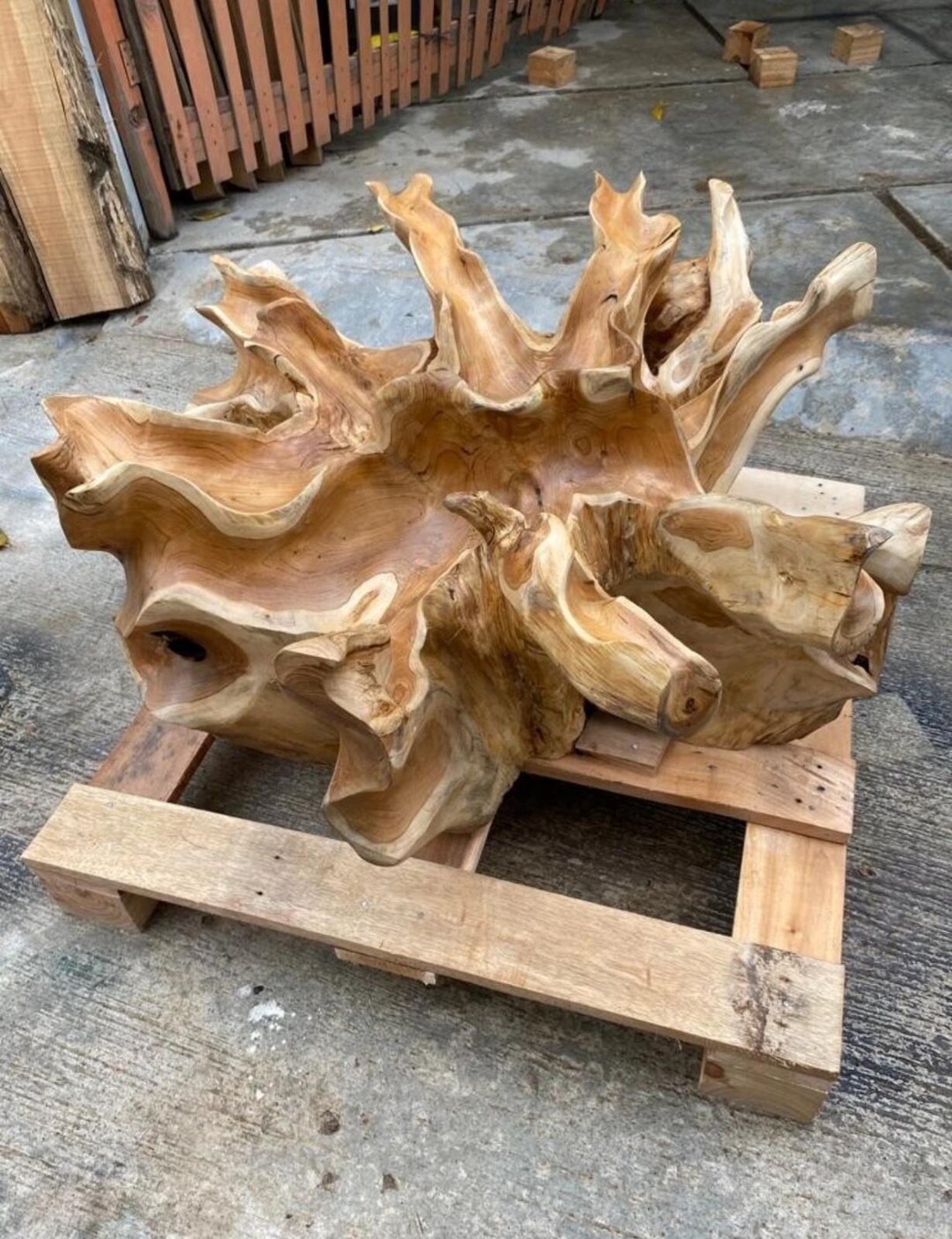 32” Bohemian Teak Root Coffee Table – Handmade Natural Wood | Unique ...