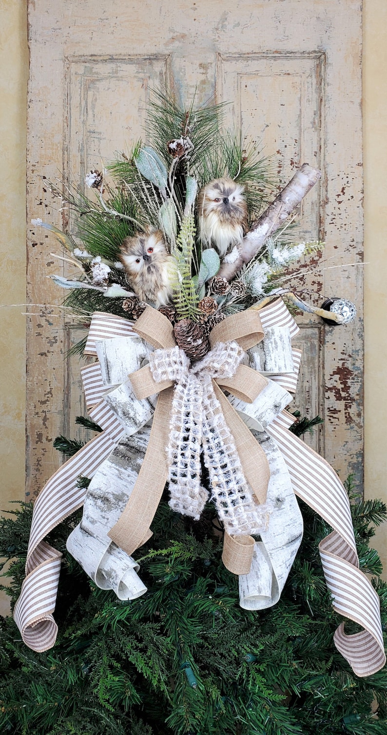 Woodland Tree Topper Owl Tree Topper Farmhouse Tree Topper Etsy