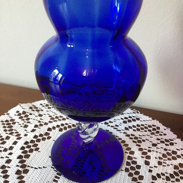 Blue Glass Vase Etsy UK