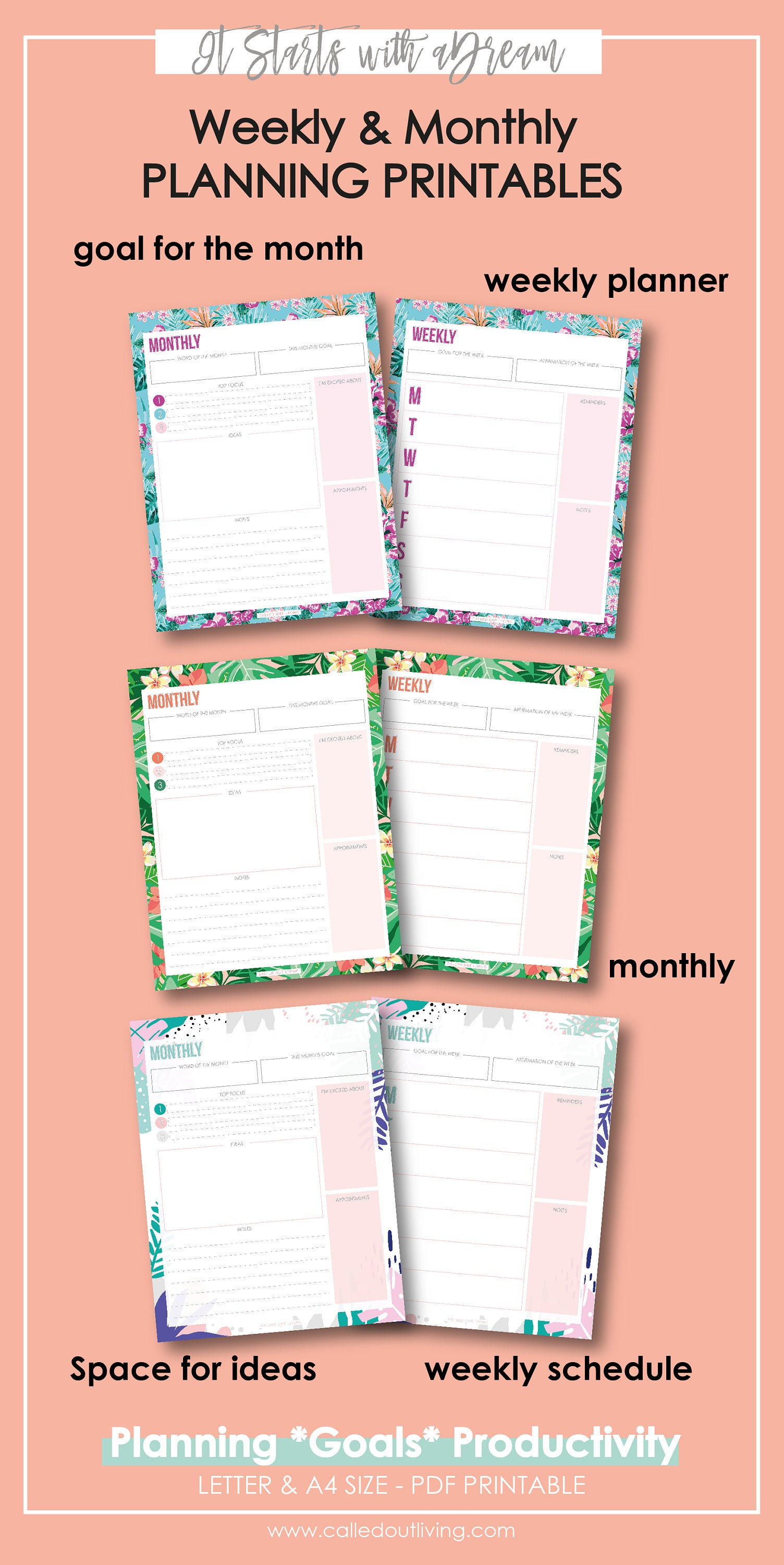 Weekly Planner Printable Monthly Planner Printable Weeky and | Etsy