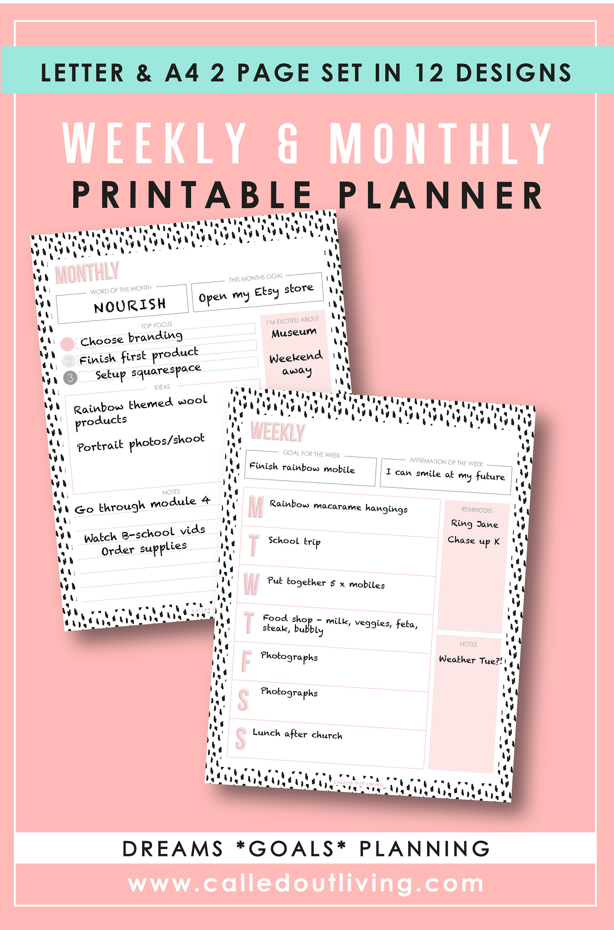 Weekly Planner Printable Monthly Planner Printable Weeky and | Etsy