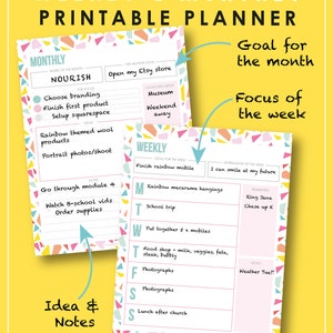 Weekly Planner Printable Monthly Planner Printable Weeky and - Etsy