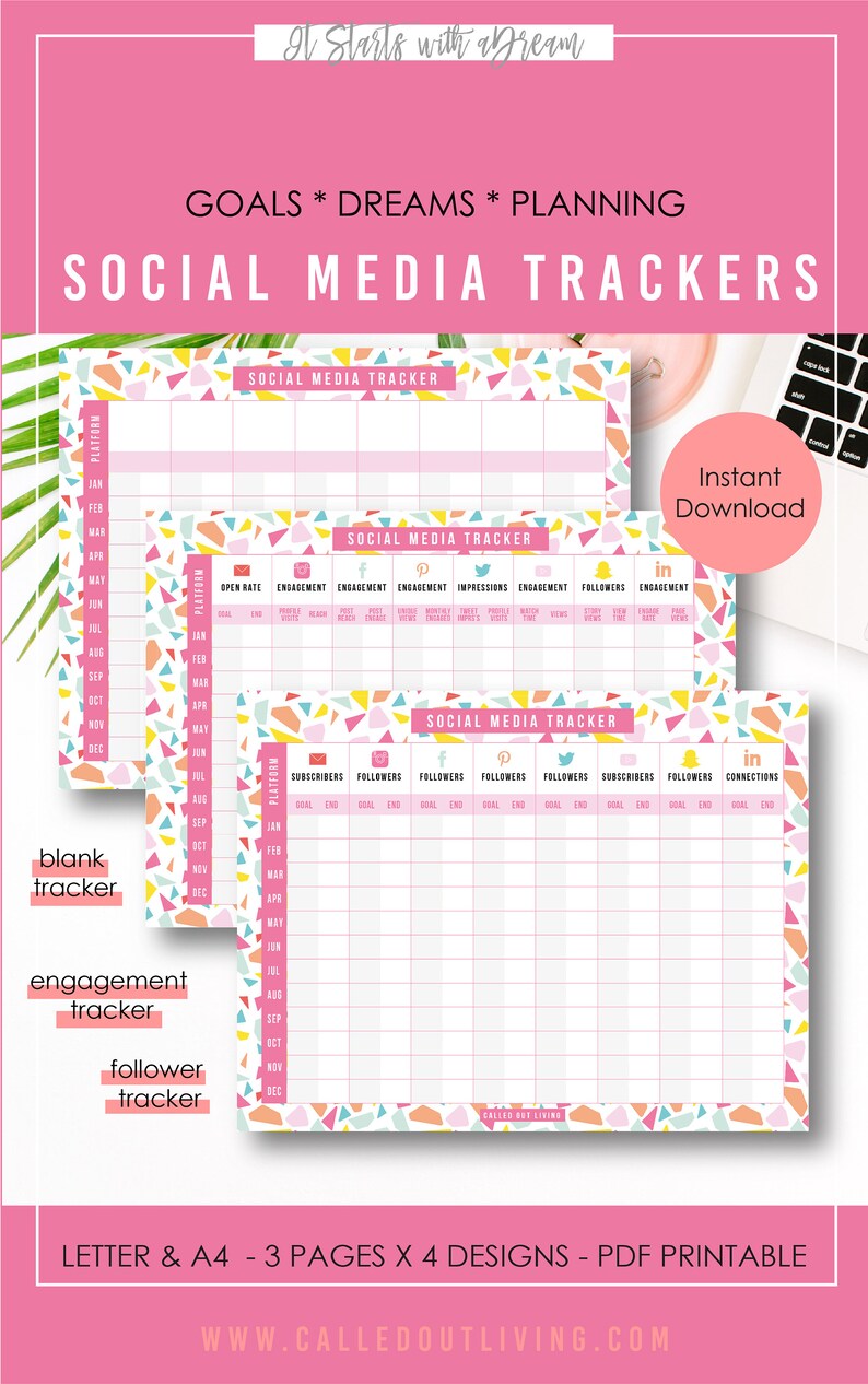 Social media Trackers printable planner track social media | Etsy