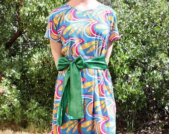 Handmade Abstract Knit Dress, Colorful Swim Coverup
