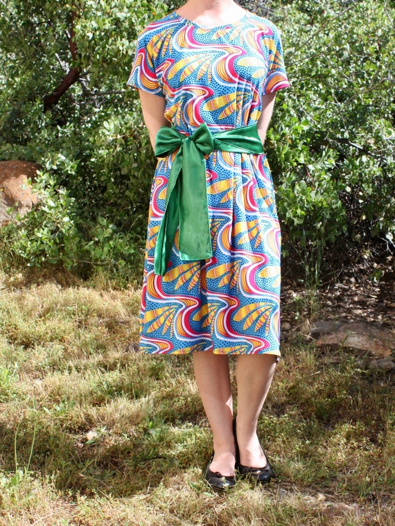 Handmade Abstract Knit Dress, Colorful Swim Coverup Handmade Abstract Knit Dress, Colorful Swim Coverup