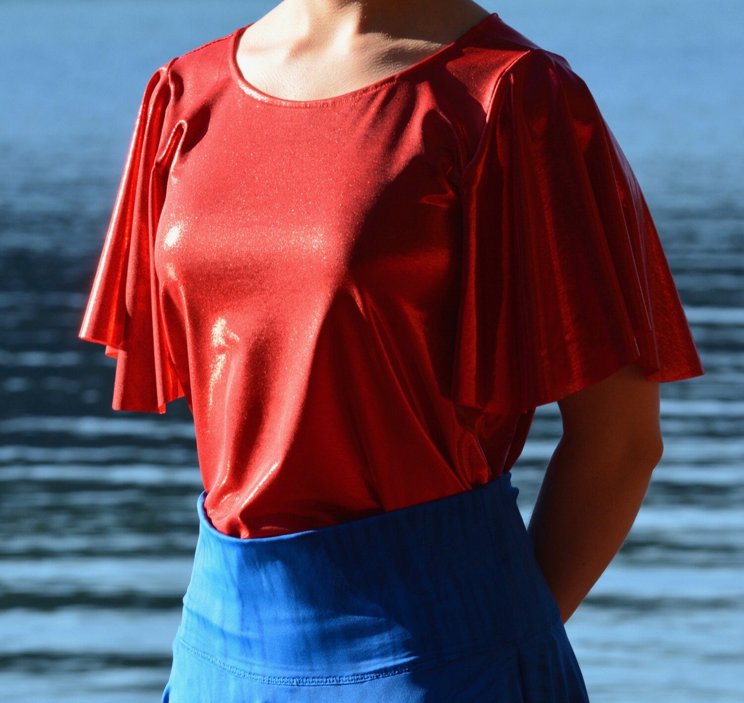 Sparkly Red Shirt / Womens Tops 