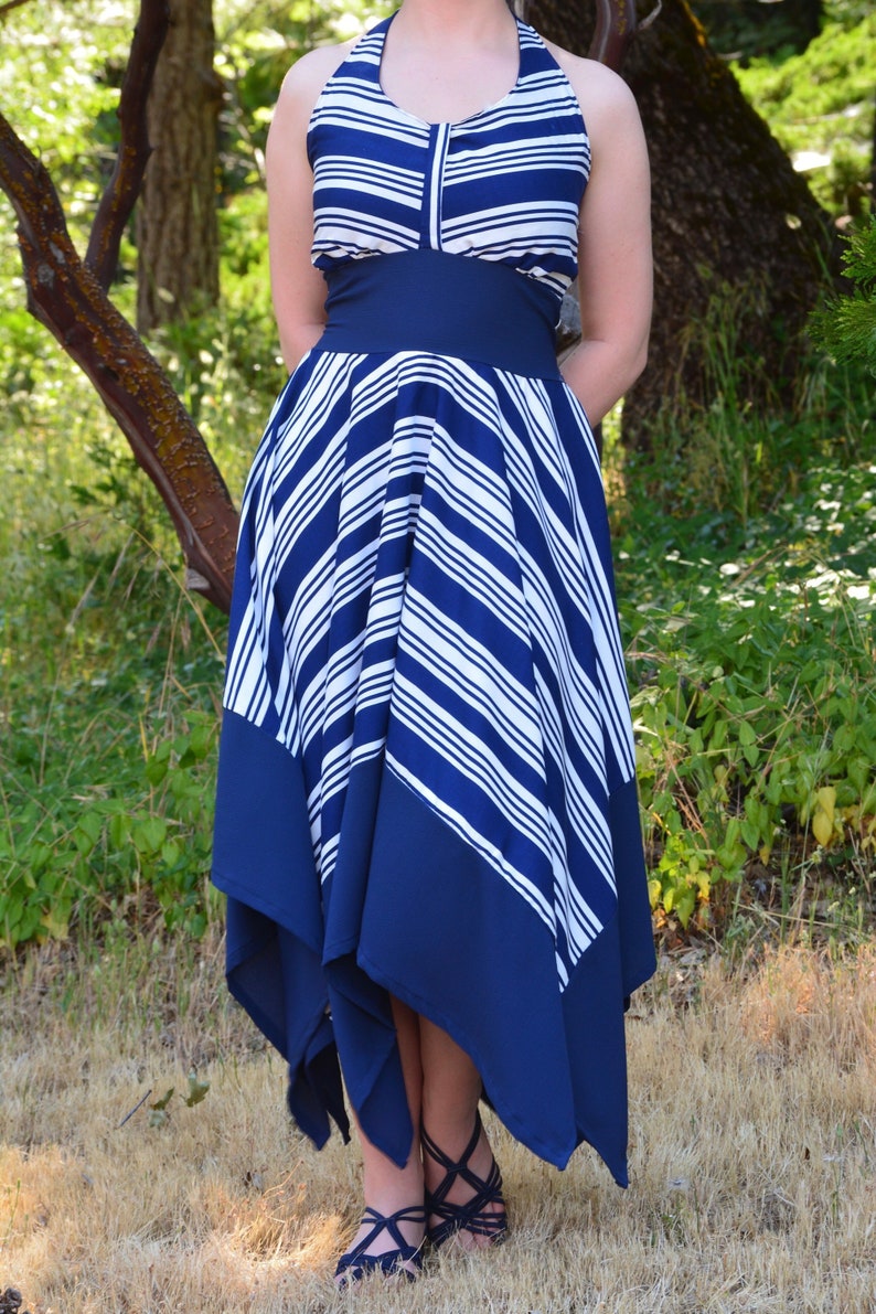 blue striped sundress