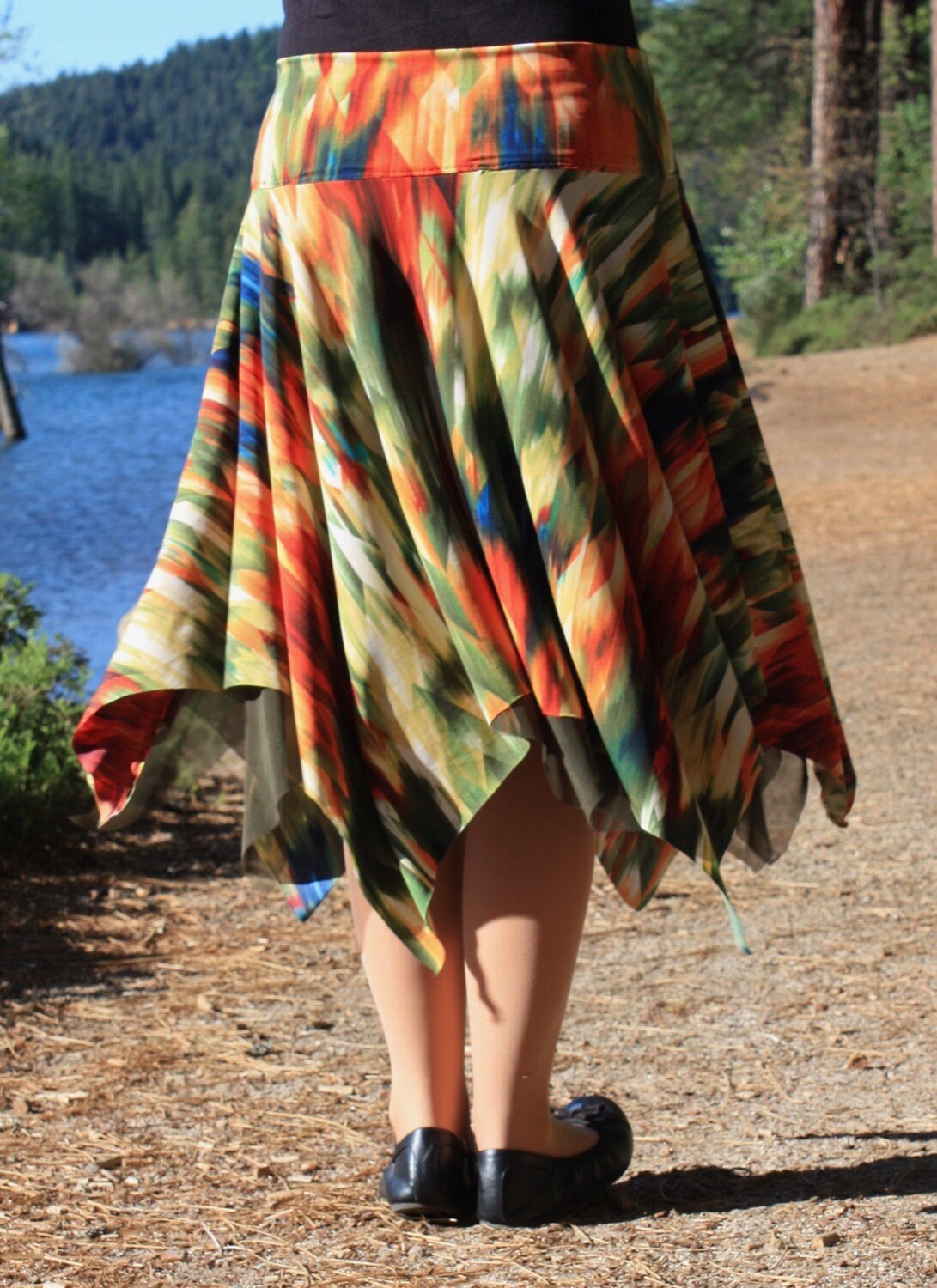 Handkerchief Skirt / Green and Orange Skirt / Dance Skirt / Etsy UK