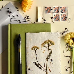 Pressed Flower Cards + Handmade Paper with Dried Flower Petals - Set of 5