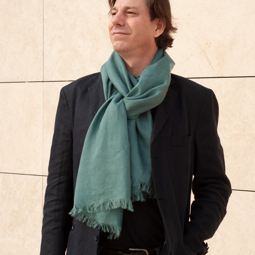 Men Style Scarf, Men Linen Scarf, Husband Gift, Gift for Him, Boyfriend